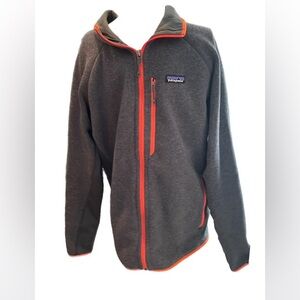 Patagonia Better Sweater Full Zip Fleece Grey Orange Large